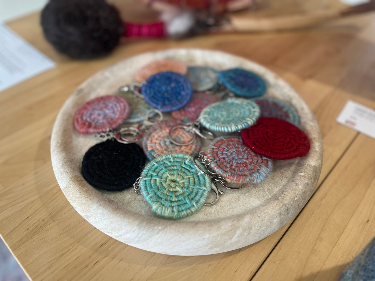 Handwoven paper coil key rings - Transformative Women’s Journeys